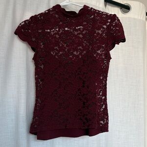 Lulu's Burgundy Lace Blouse